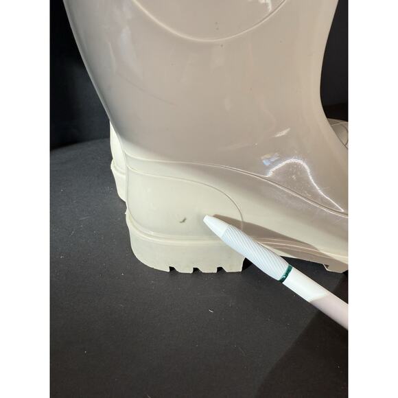 Burberry Plaid Lined Rain Boots Beige Rubber Equestrian Buckle Women’s EU 37 - Picture 11 of 16